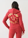 CRYSTAL METALLIC LOGO ZIP HOODIE