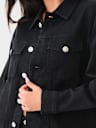 OVERSIZED GLITTER LOGO DENIM TRUCKER JACKET
