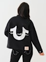 OVERSIZED GLITTER LOGO DENIM TRUCKER JACKET