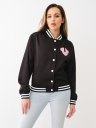 CHAQUETA BOMBER VARSITY DE SATÉN CON HERRADURA