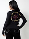 RIBBED METALLIC LOGO HENLEY TEE