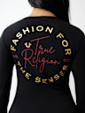 RIBBED METALLIC LOGO HENLEY TEE