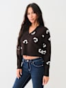 HORSESHOE NOTCH COLLAR SWEATER