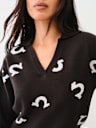 HORSESHOE NOTCH COLLAR SWEATER