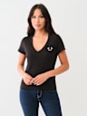 CRYSTAL HORSESHOE V NECK TEE