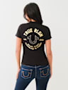 CRYSTAL HORSESHOE V NECK TEE