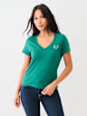 CRYSTAL HORSESHOE V NECK TEE