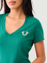 CRYSTAL HORSESHOE V NECK TEE