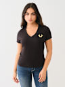 CAMISETA CON CUELLO EN V Y GRAN LOGOTIPO DE BUDDHA CRISTAL
