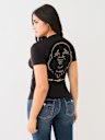CAMISETA CON CUELLO EN V Y GRAN LOGOTIPO DE BUDDHA CRISTAL