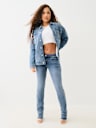 OVERSIZED DENIM METALLIC LOGO JACKET