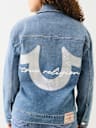 OVERSIZED DENIM METALLIC LOGO JACKET
