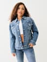 OVERSIZED DENIM METALLIC LOGO JACKET