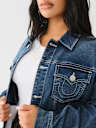 CHAQUETA DE MEZCLILLA EXTRAGRANDE CON LOGOTIPO