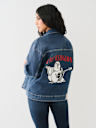 CHAQUETA DE MEZCLILLA EXTRAGRANDE CON LOGOTIPO