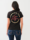 METALLIC SCRIPT LOGO V NECK TEE