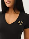 HIGH DENSITY LOGO V NECK TEE