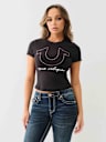 RIBBED CRYSTAL HORSESHOE BABY TEE