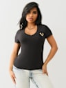 CRYSTAL OUTLINE V NECK TEE