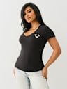 CRYSTAL OUTLINE V NECK TEE
