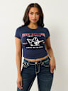 RUCHED METALLIC LOGO BABY TEE
