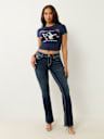 RUCHED METALLIC LOGO BABY TEE