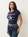 RUCHED METALLIC LOGO BABY TEE