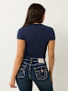 RUCHED METALLIC LOGO BABY TEE