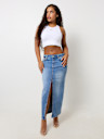 DENIM SLIT MAXI SKIRT
