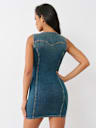 BUTTON FRONT DENIM MINI DRESS
