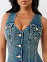 BUTTON FRONT DENIM MINI DRESS