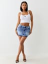 DENIM STUDDED MINI SKIRT