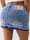 DENIM STUDDED MINI SKIRT