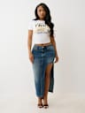 DENIM CUT OUT MAXI SKIRT