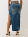 DENIM CUT OUT MAXI SKIRT