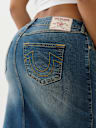 DENIM CUT OUT MAXI SKIRT