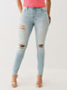 JENNIE DISTRESSED MID RISE CURVY SKINNY JEAN