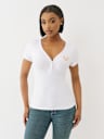 CRYSTAL WINGED HENLEY TEE