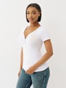 CRYSTAL WINGED HENLEY TEE