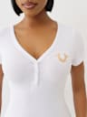 CRYSTAL WINGED HENLEY TEE
