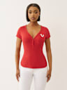 CRYSTAL WINGED HENLEY TEE