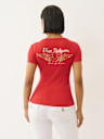 CRYSTAL WINGED HENLEY TEE