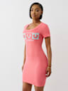 RIBBED CRYSTAL HORSESHOE DRESS