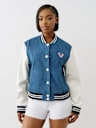 DENIM BUDDHA VARSITY JACKET