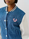 DENIM BUDDHA VARSITY JACKET