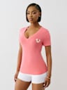 PUFF PRINT LOGO V NECK TEE
