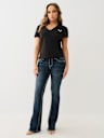 TROPICAL DENIM HORSESHOE V NECK TEE