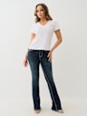 TROPICAL DENIM HORSESHOE V NECK TEE