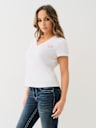 TROPICAL DENIM HORSESHOE V NECK TEE