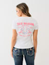 TROPICAL DENIM HORSESHOE V NECK TEE